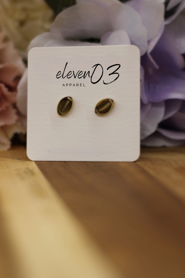 Football Gold Stud Earrings 