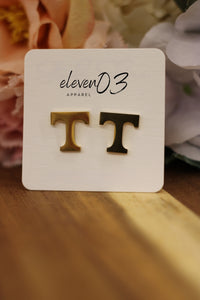 University of Tennessee "T" Gold Stud Earrings 