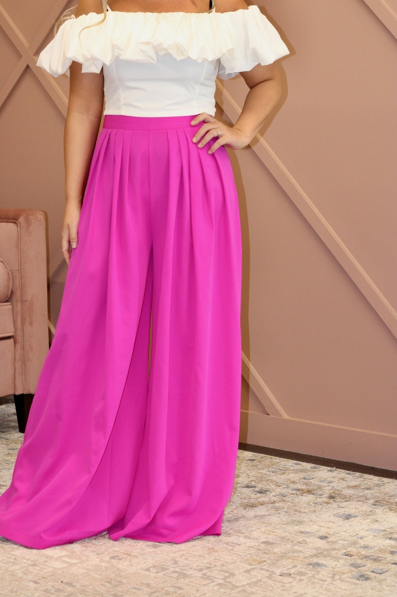 High Waist Magenta Pants 