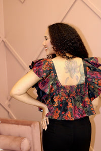 Back of Sweetheart cropped peplum top