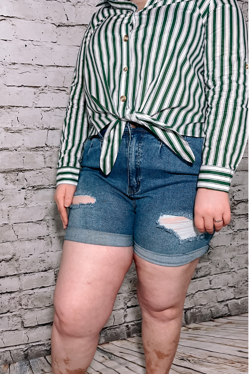 BURGUNDY Patchwork distressed denim shorts | Womens Shorts | Select Fashion